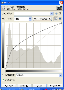 トーンカーブで修正